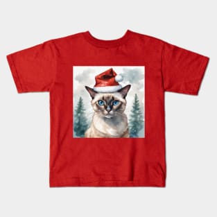 SIAMESE CAT SANTA Kids T-Shirt